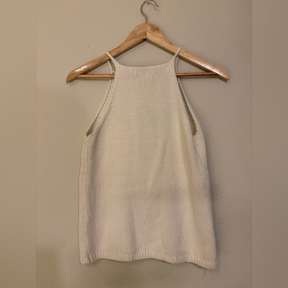 Banana Republic Cream Knit high neck tank top - Picture 3 of 8